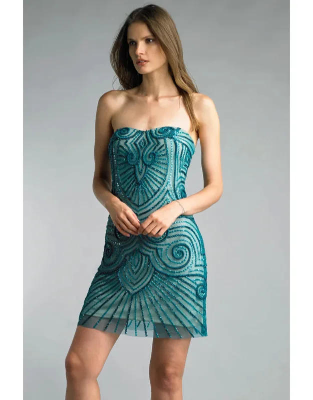 Strapless Beaded Cocktail Dress