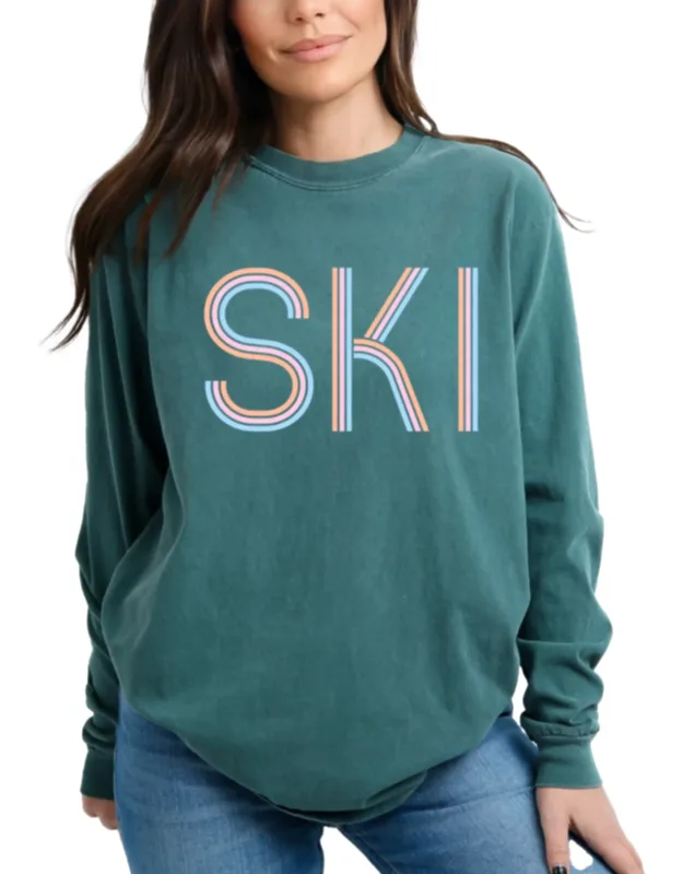 Ski Pastel Garment Dyed Long Sleeve Graphic T-shirt