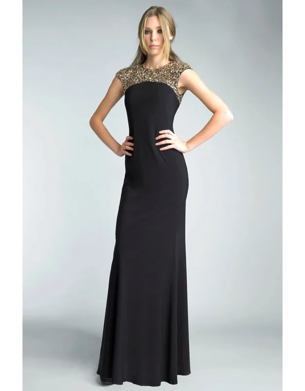 Sleeveless Sequined Top Evening Dress