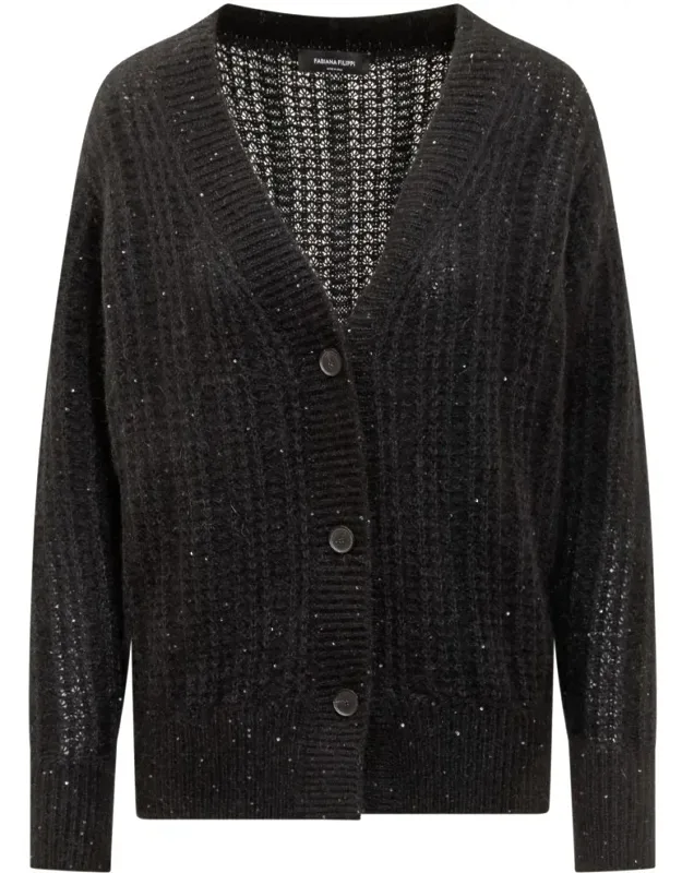 Cardigan With Button Closure And V-neck