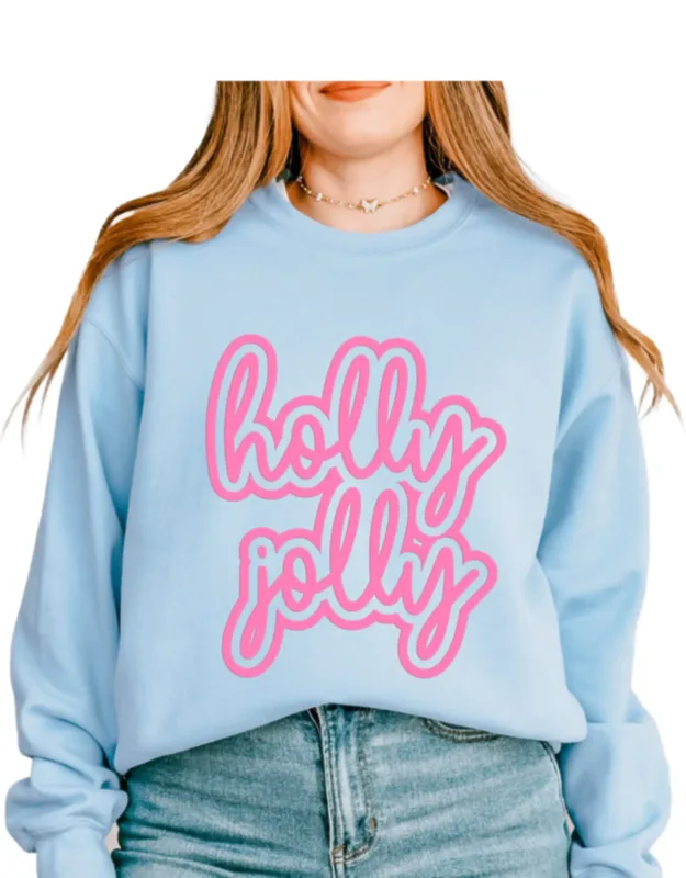 Holly Jolly Outline Puff Graphic Sweatshirt