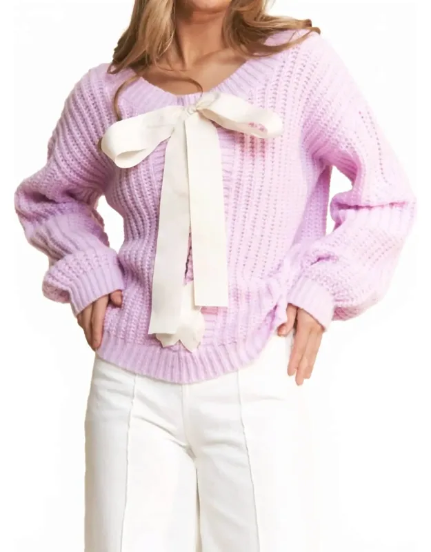 Cozy Cutie Cable Knit Ribbon Sweater