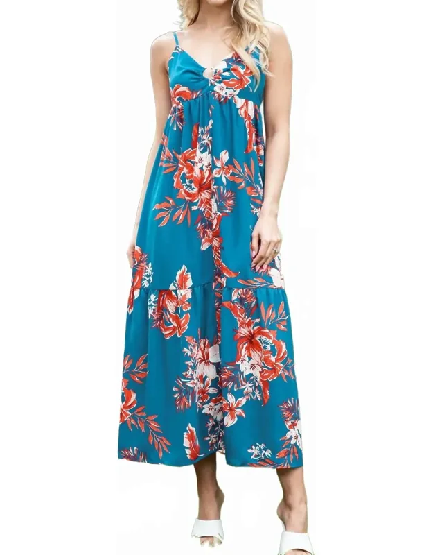 Strappy Open Back Floral Maxi Dress