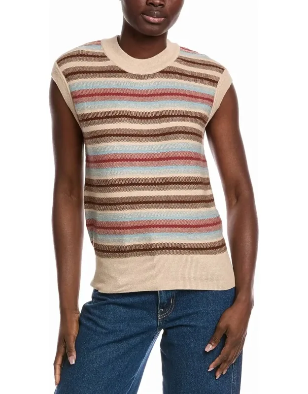 Textured Stripe Cashmere-blend Sweater Tank
