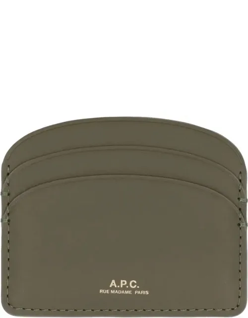 Card Holder Demi Lune In Leather With Logo