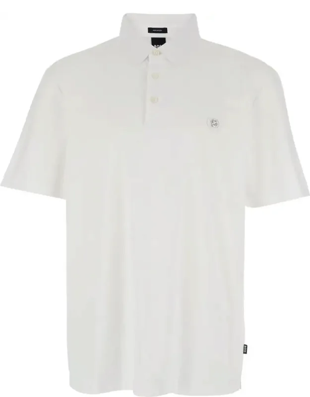 Polo Shirt With Classic Collar And Logo Patch In Cotton