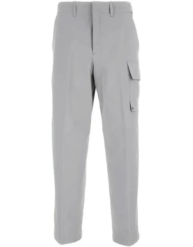 Gabardine Cargo Trousers With Large Patch Pocket