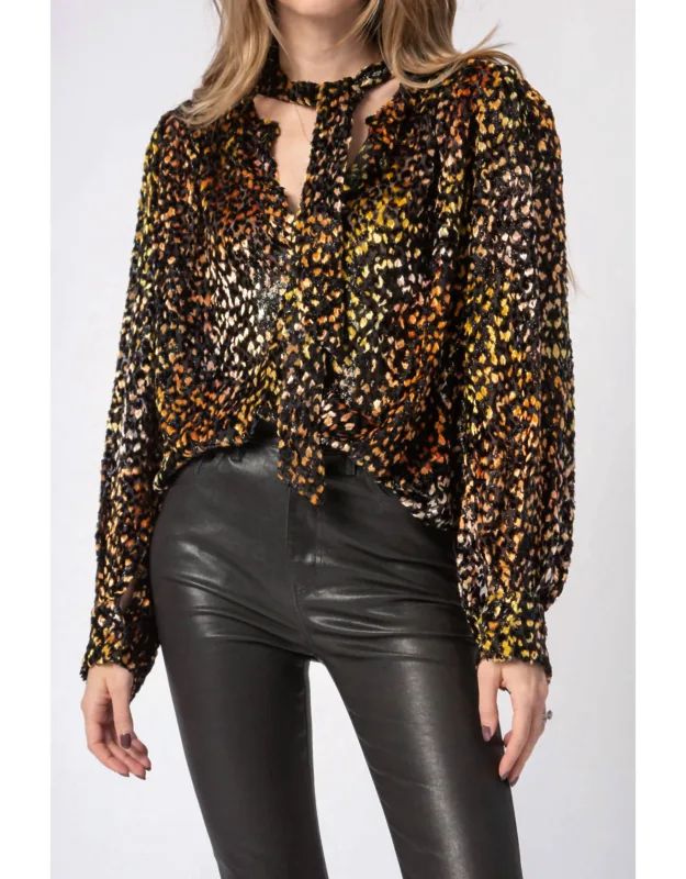Pouna Metallic Textured Print Blouse