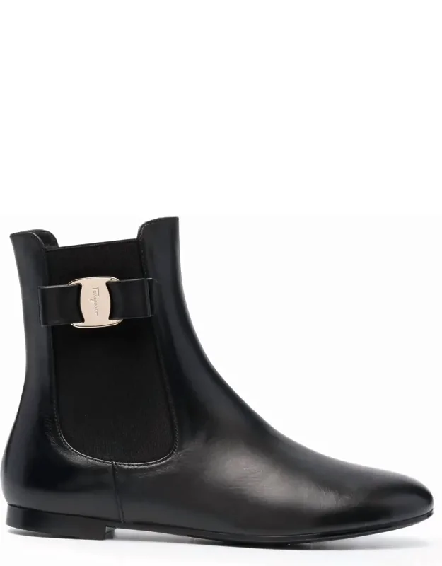 Salvatore Ferragamo Bootie With Vara Bow Detail And Elasticated Side Panels