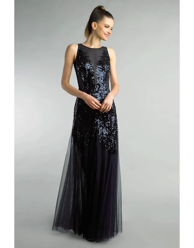 Sequined Sleeveless Evening Dress