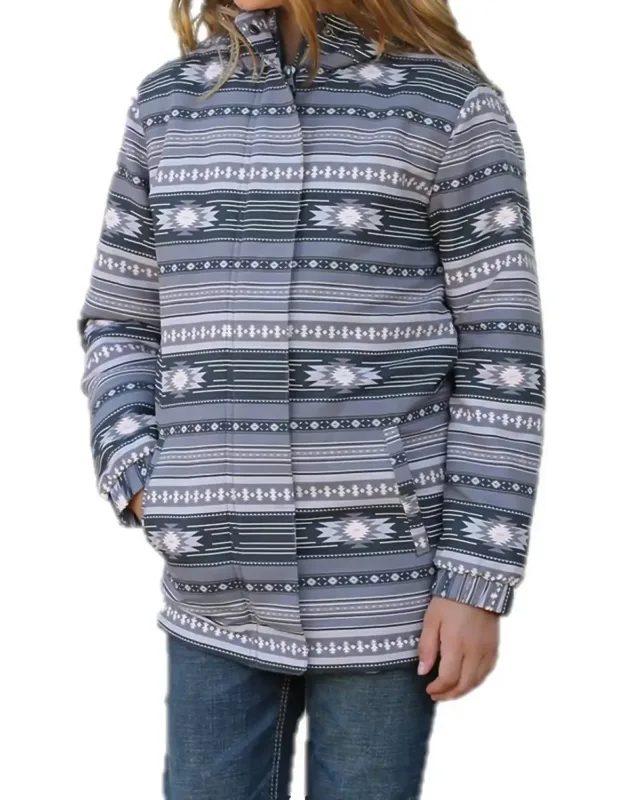 Aztec Printed Hooded Coat