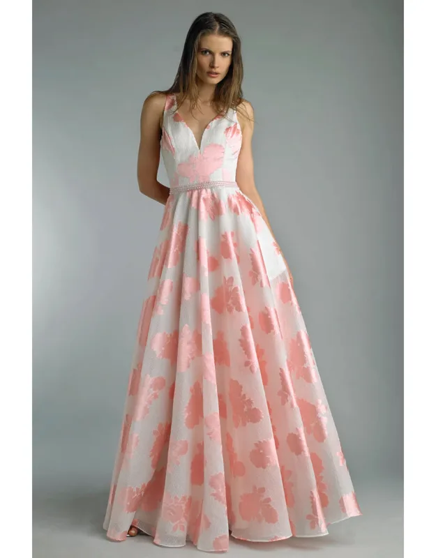 V Neck Sleeveless Evening Dress