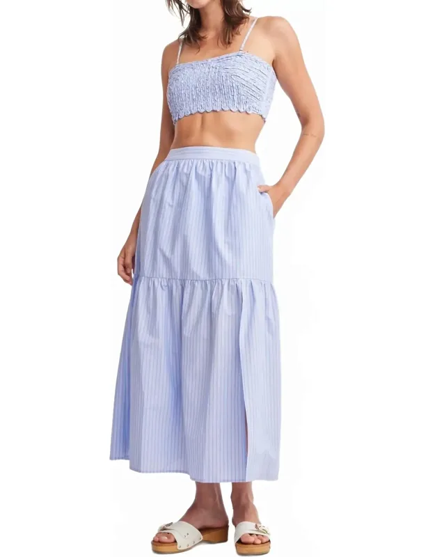 Rain Front Slit Midi Skirt