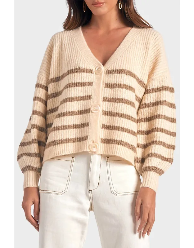 Striped V-neck Cardigan