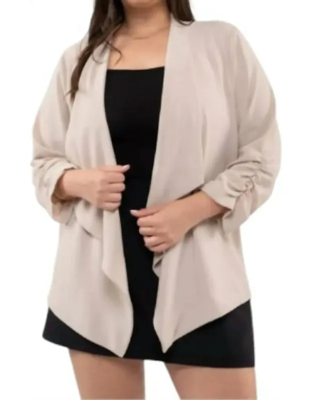 3/4 Rouched Sleeve Blazer