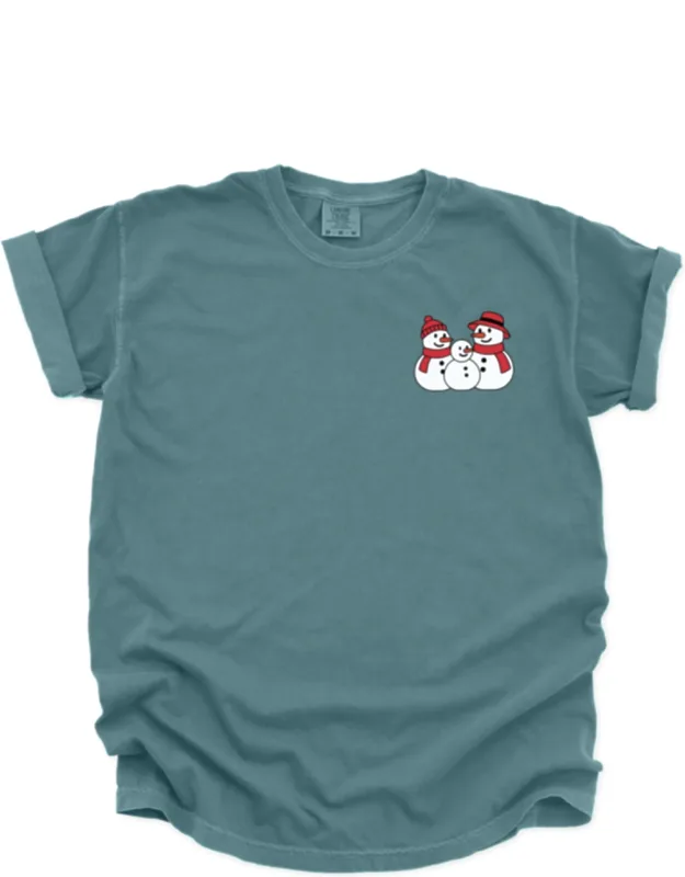 Snowman Family - Garment Dyed Graphic T-shirt