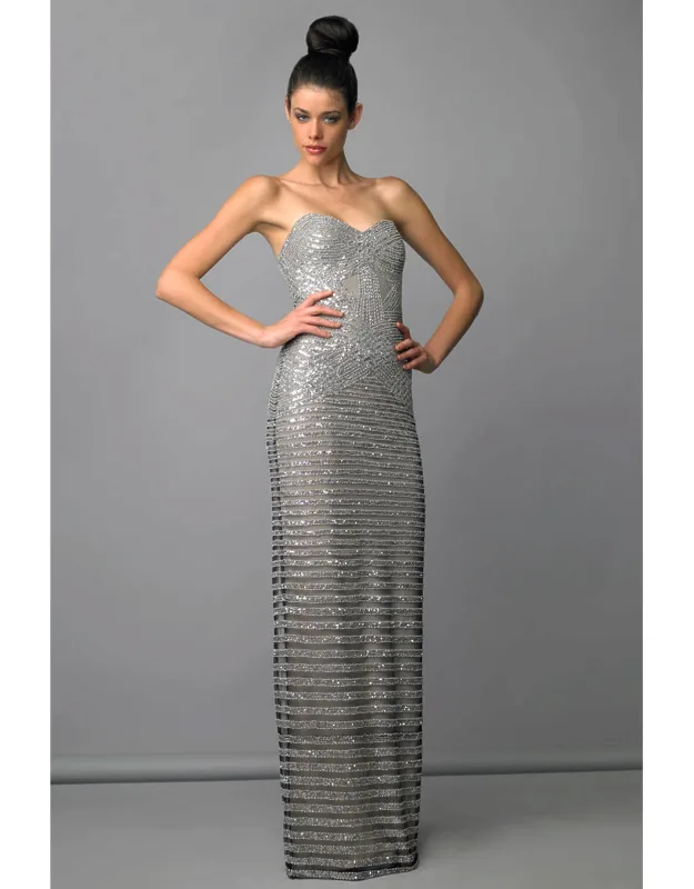 Sequined Strapless Evening Dress
