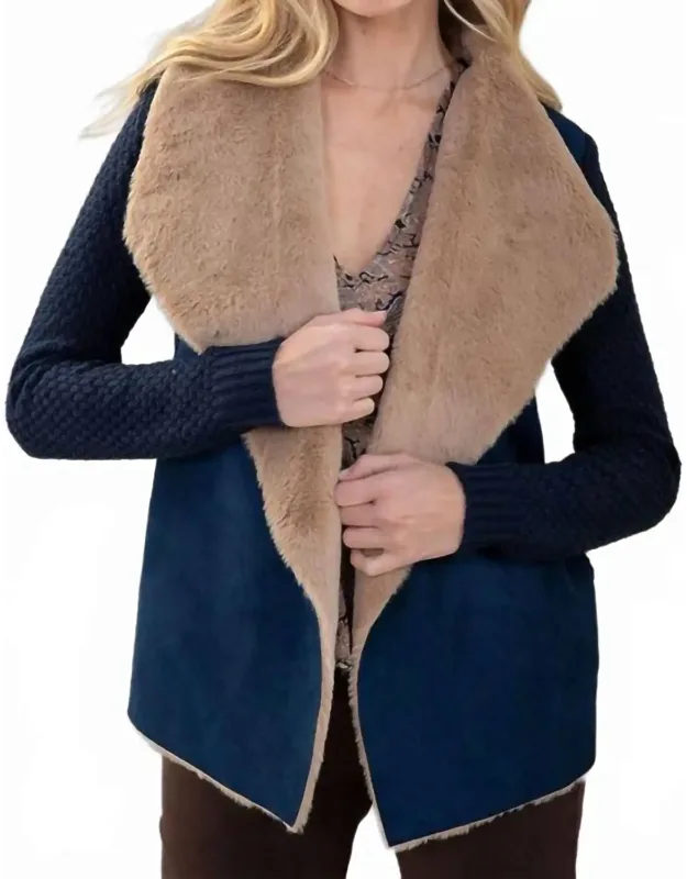 Vegan Suede Fur Combo Cardigan