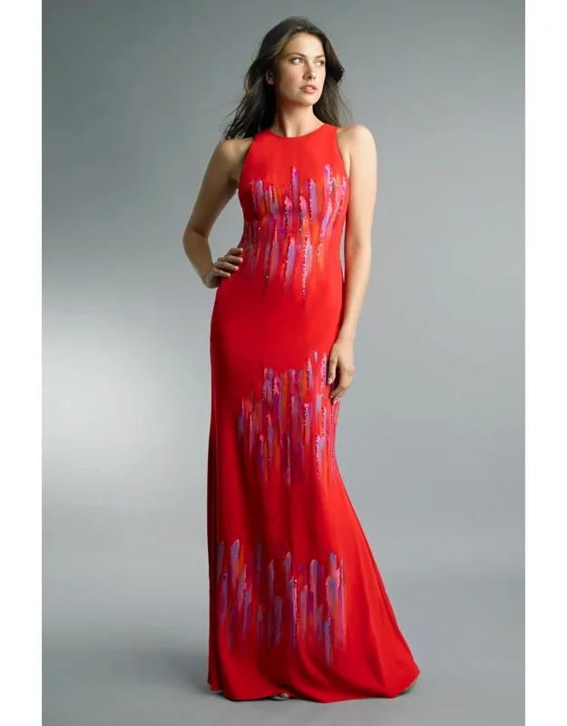 Sleeveless Dress With Hand-painted Motif
