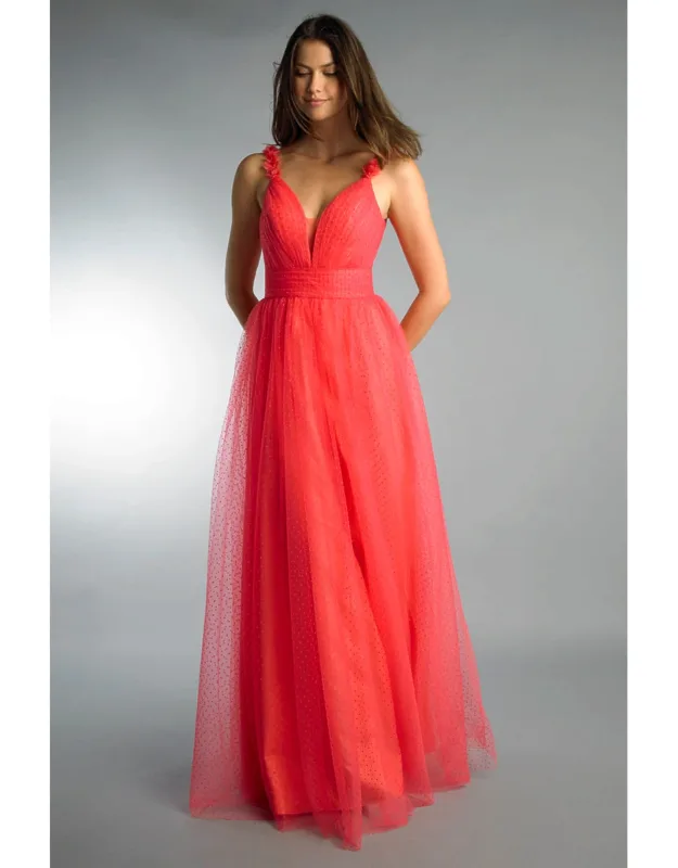 Floral Strap Evening Dress