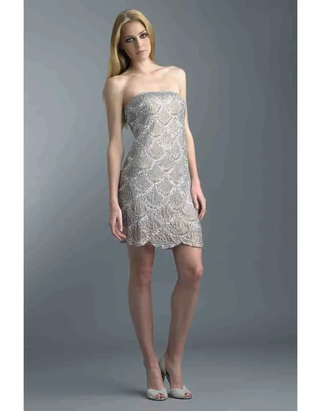 Scalloped Strapless Cocktail Dress