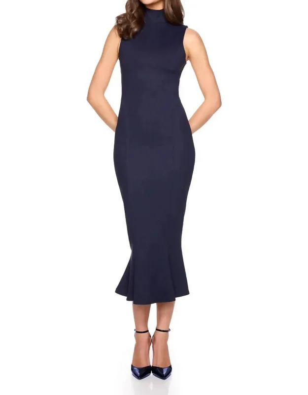 Mock Neck Sleeveless Midi Dress