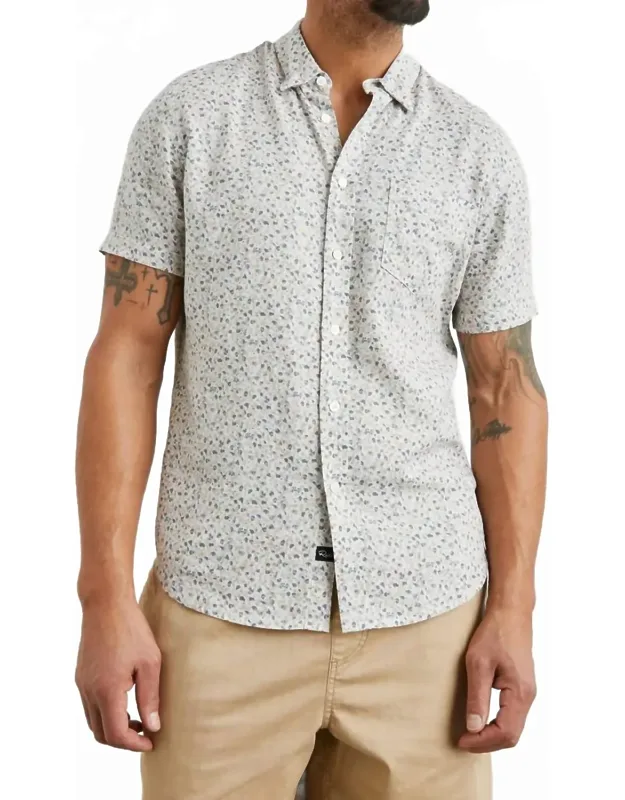 Carson Shirt In Blossom Parchment With Floral Pattern And Short Sleeves