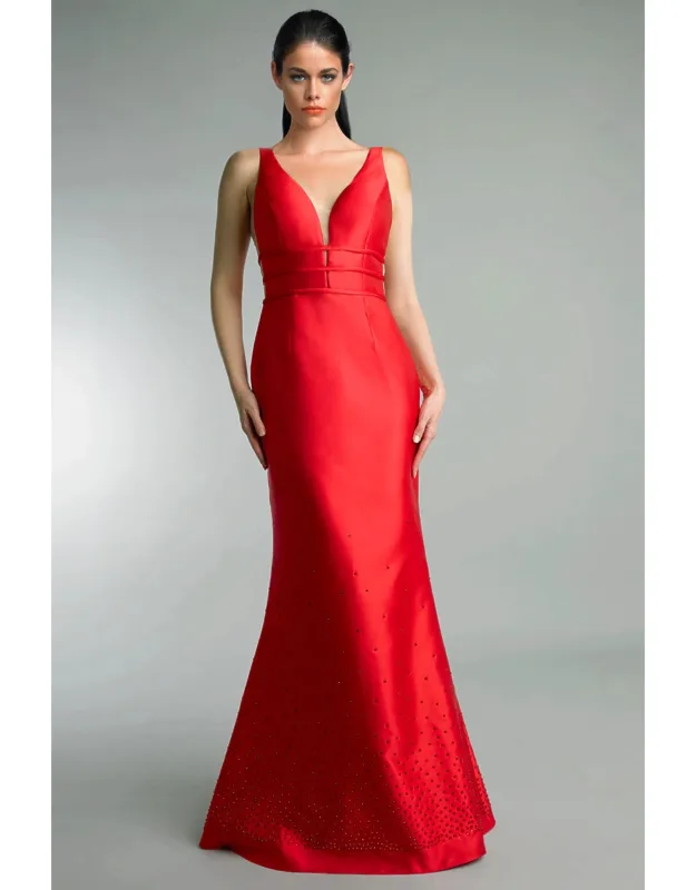 Sleeveless Open Back Evening Dress
