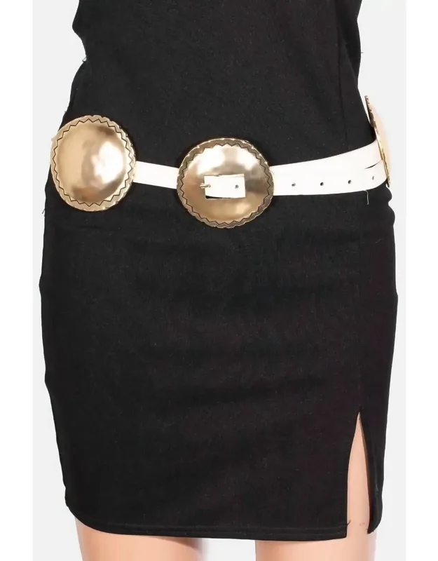 Western Concho Disc Vegan Leather Belt