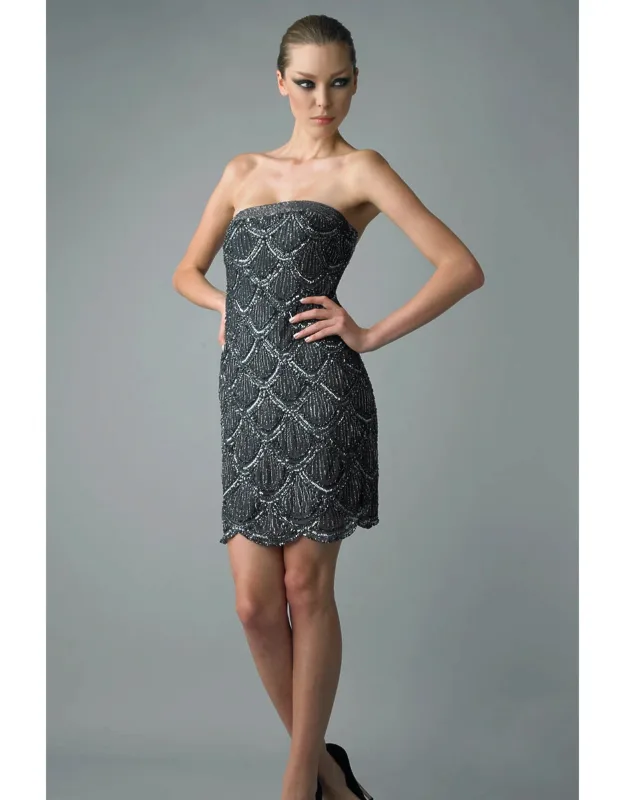 Scalloped Strapless Cocktail Dress