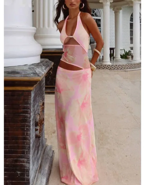 Dyanna Halter Mesh Maxi Dress