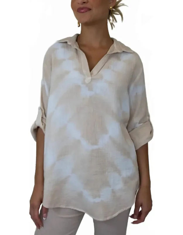 Polo Collar Tunic Top