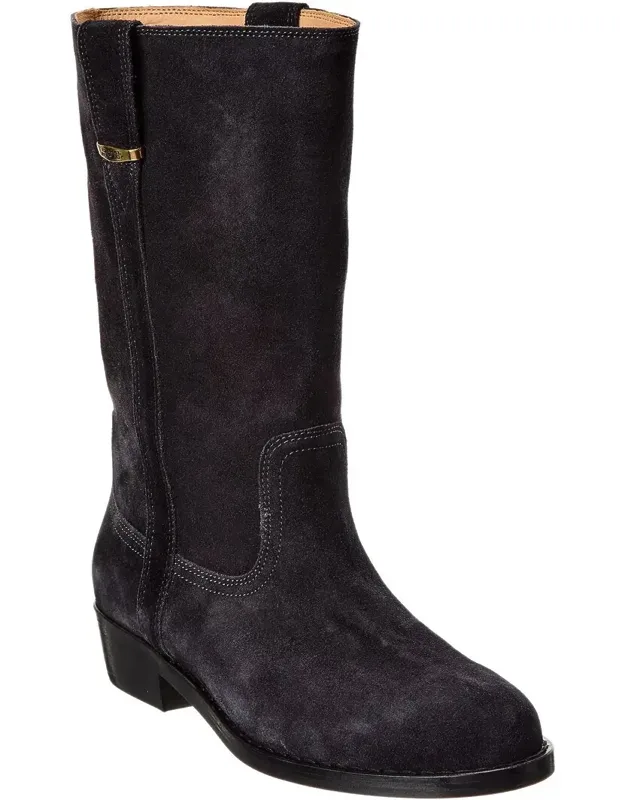 Heikee Suede Boot With Gold-tone Hardware And Padded Insole