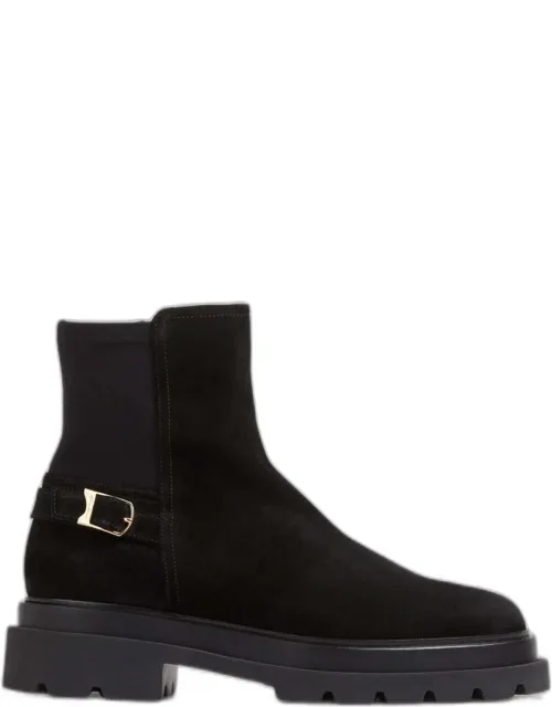 Suede Buckle Boots