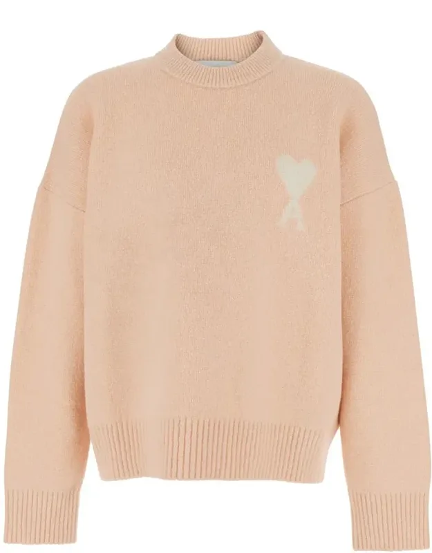 Crewneck Sweater With Adc Embroidery On The Front And Dropped Shoulders In Wool Blend