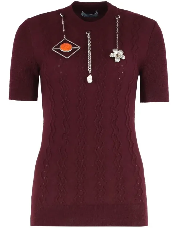 Short-sleeved Wool Shirt With Charms