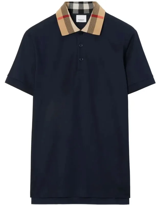 Slim Fit Check Collar Cotton Polo Shirt