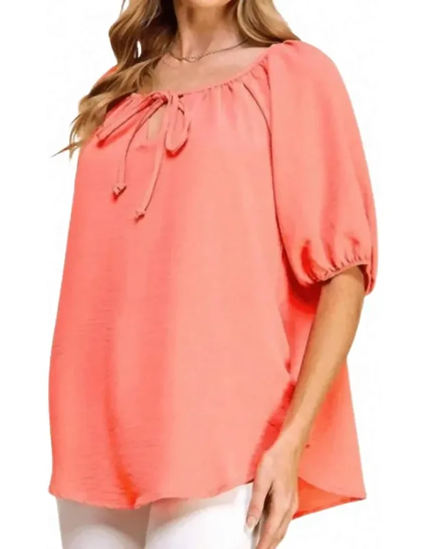 Puff Sleeve Woven Top