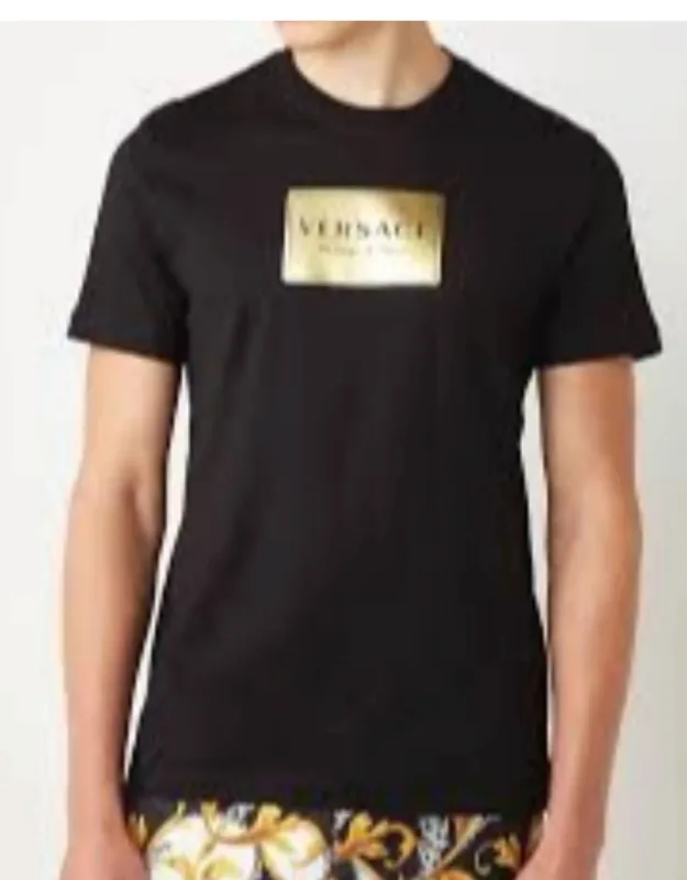 Versace Logo T-shirt - Classic Crewneck, 100% Cotton