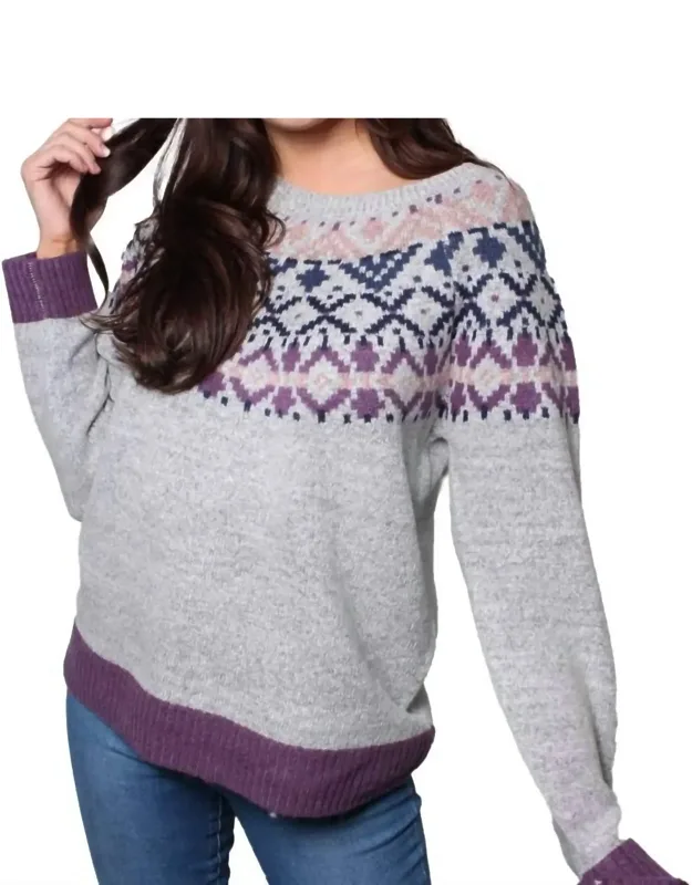 Jacquard Knit Pullover Sweater