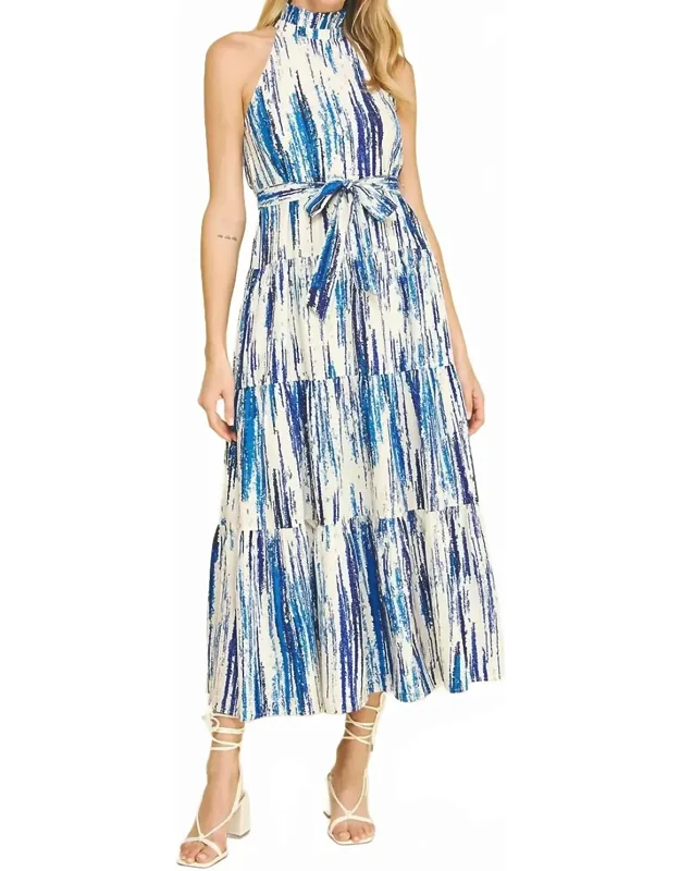 Print Halter Neck Maxi Dress