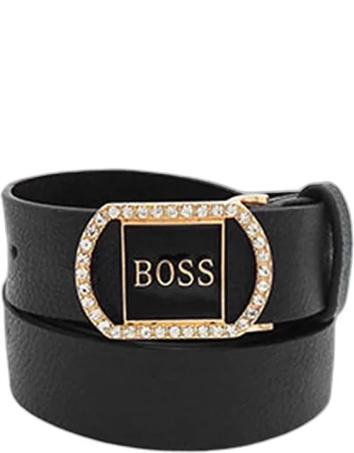 Message Accented Faux Leather Belt
