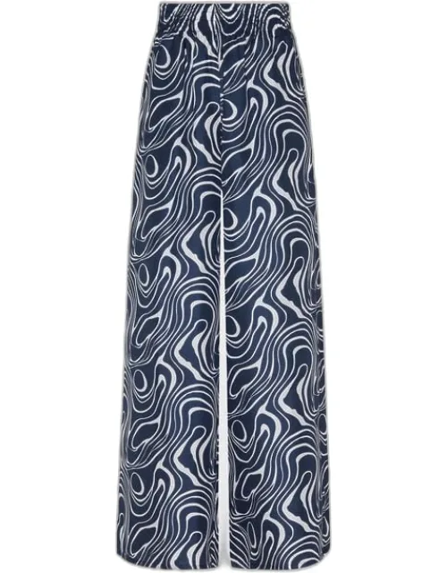 Wide-leg Silk Pants