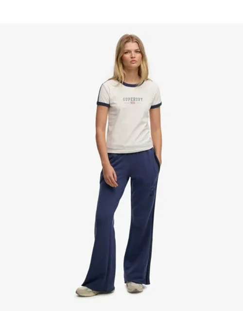 Superdry Athletic Essentials Stripe Flare Joggers With Elasticated Waistband And Twin Side Pockets