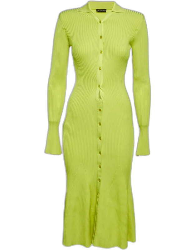 Rib Knit Midi Cut-out Dress