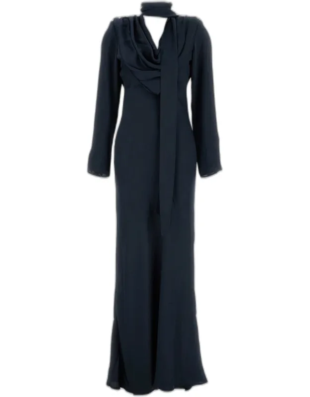 Draped Long Satin Dress