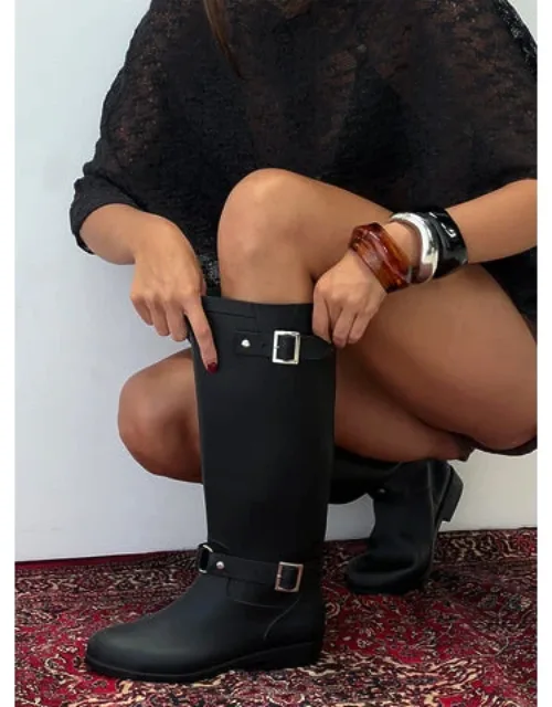 Elvera Buckle Detail Knee High Boots