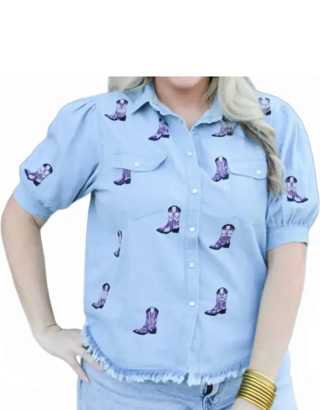 Bailey Denim Short Sleeve Top