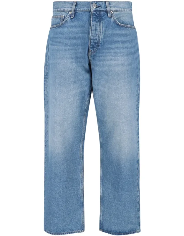 Straight Jeans In Cotton Denim With Mid Waist
