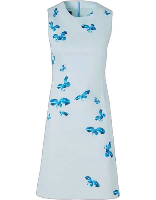 Butterfly-print Cotton-silk Sleeveless Mini Dress